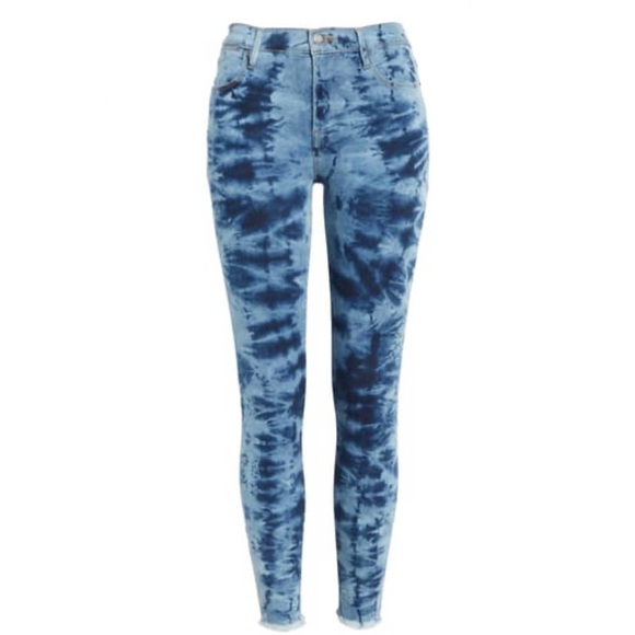 Frame Le High Rise Skinny Tie Dye Raw Edge Jean 26